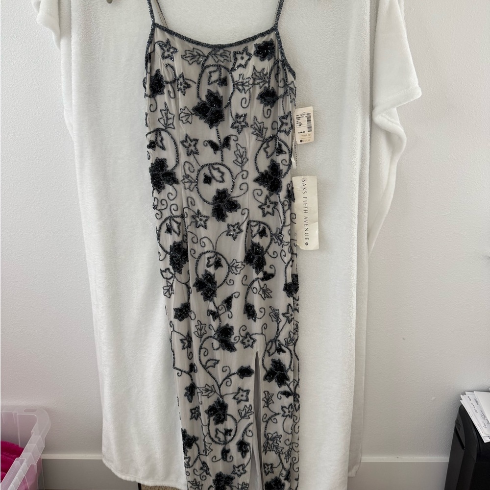Saks Fifth Avenue Black Embroidered Dress